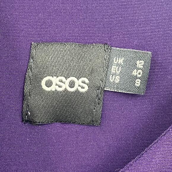 ASOS Maxi Dress Gown Asymmetric Draped Faux Wrap V Neck Purple Womens size 8 - Picture 8 of 11